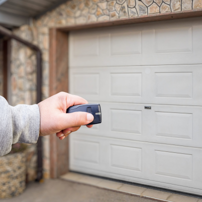 Myrtle Beach security key fob pointing to a garage door